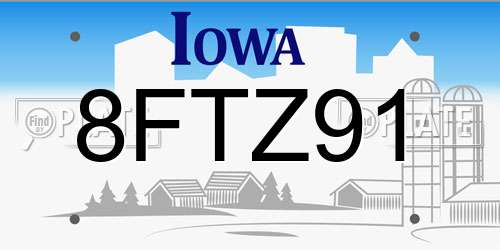8FTZ91 Iowa License Plate