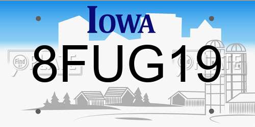 8FUG19 Iowa License Plate
