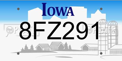 8FZ291 Iowa License Plate