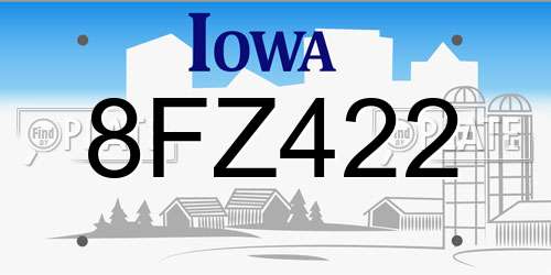 8FZ422 Iowa License Plate