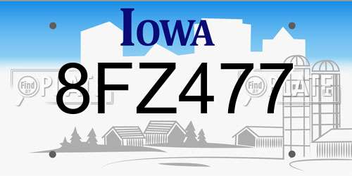 8FZ477 Iowa License Plate