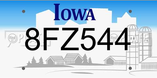 8FZ544 Iowa License Plate