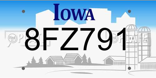 8FZ791 Iowa License Plate