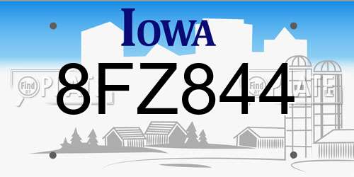 8FZ844 Iowa License Plate