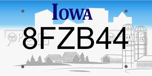 8FZB44 Iowa License Plate