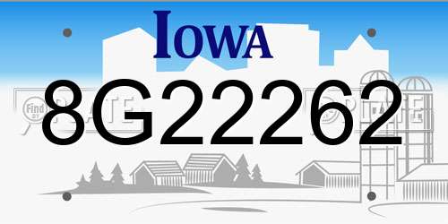 8G22262 Iowa License Plate