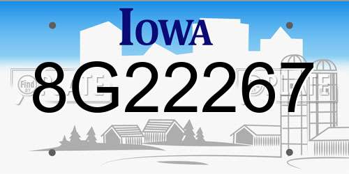 8G22267 Iowa License Plate