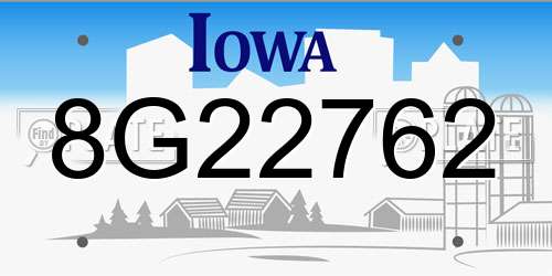 8G22762 Iowa License Plate