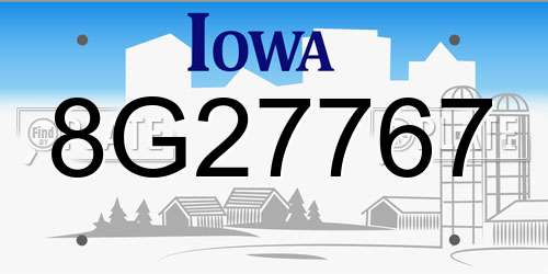 8G27767 Iowa License Plate