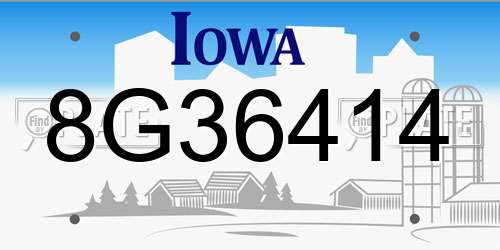 8G36414 Iowa License Plate