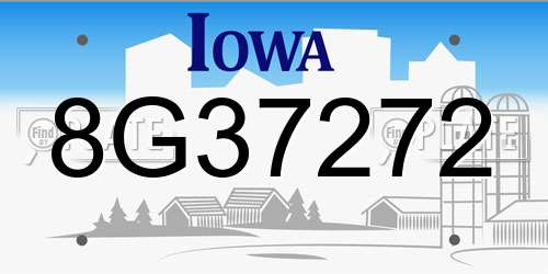 8G37272 Iowa License Plate