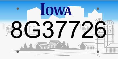 8G37726 Iowa License Plate