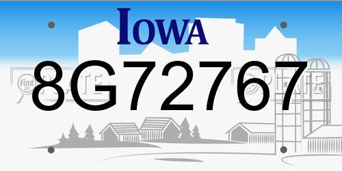 8G72767 Iowa License Plate