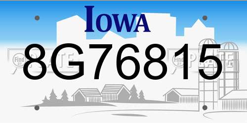 8G76815 Iowa License Plate