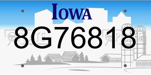 8G76818 Iowa License Plate