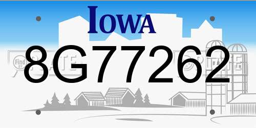 8G77262 Iowa License Plate