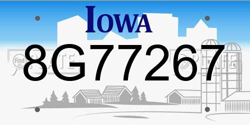 8G77267 Iowa License Plate