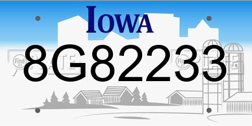 8G82233 Iowa License Plate