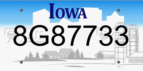 8G87733 Iowa License Plate