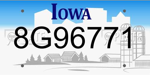 8G96771 Iowa License Plate