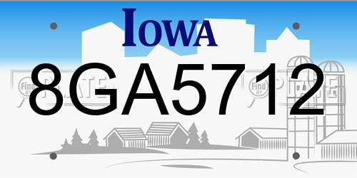8GA5712 Iowa License Plate