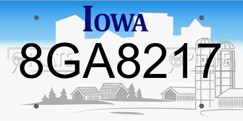 8GA8217 Iowa License Plate