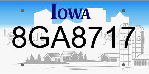8GA8717 Iowa License Plate