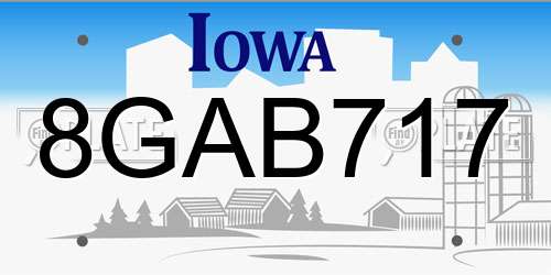 8GAB717 Iowa License Plate