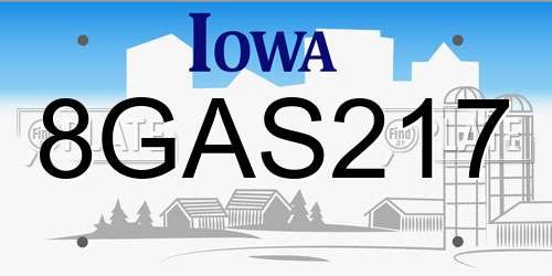 8GAS217 Iowa License Plate
