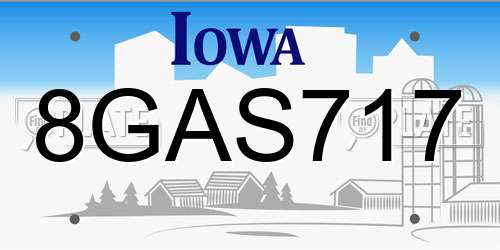 8GAS717 Iowa License Plate
