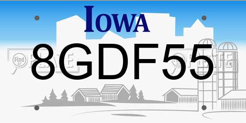 8GDF55 Iowa License Plate