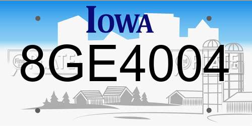 8GE4004 Iowa License Plate