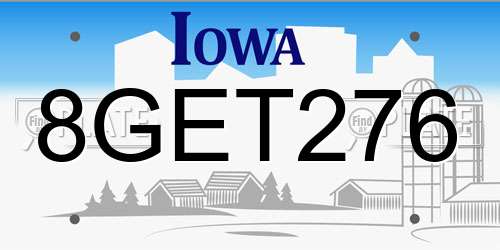 8GET276 Iowa License Plate