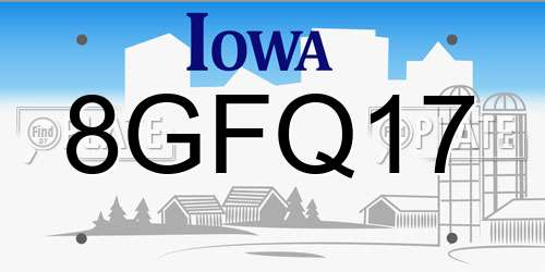 8GFQ17 Iowa License Plate