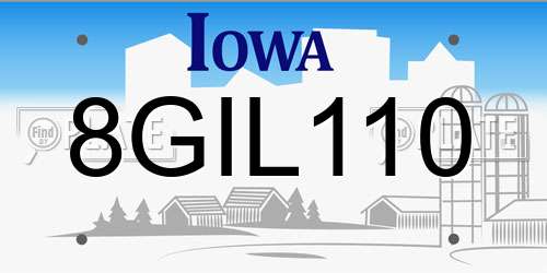 8GIL110 Iowa License Plate