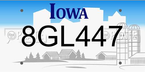 8GL447 Iowa License Plate