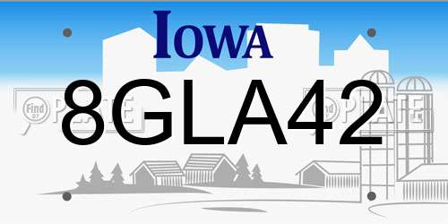 8GLA42 Iowa License Plate