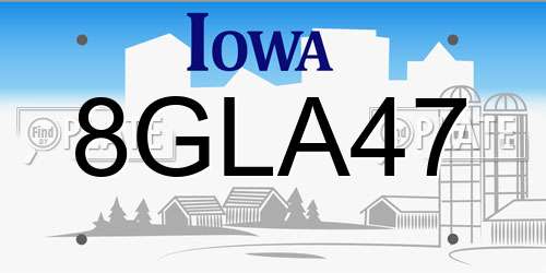 8GLA47 Iowa License Plate