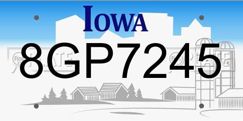 8GP7245 Iowa License Plate