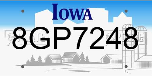 8GP7248 Iowa License Plate