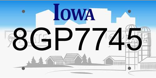 8GP7745 Iowa License Plate