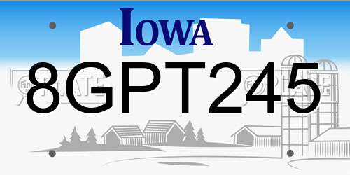 8GPT245 Iowa License Plate
