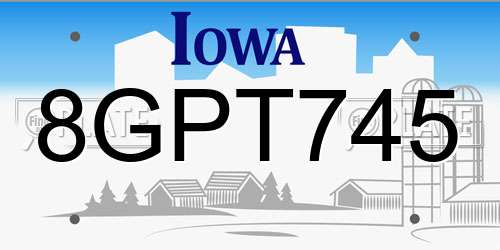 8GPT745 Iowa License Plate