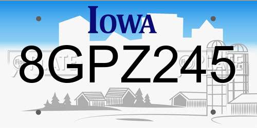 8GPZ245 Iowa License Plate