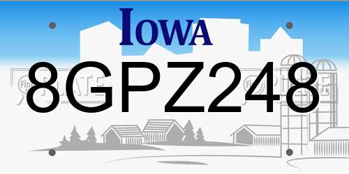 8GPZ248 Iowa License Plate