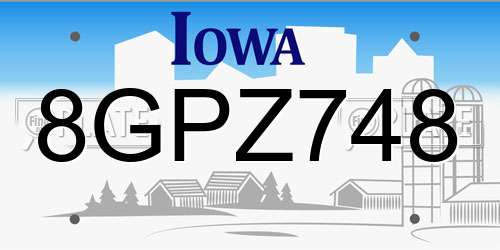 8GPZ748 Iowa License Plate