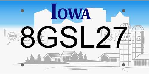 8GSL27 Iowa License Plate