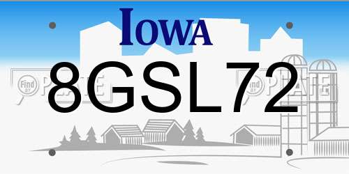 8GSL72 Iowa License Plate
