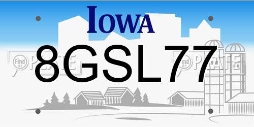 8GSL77 Iowa License Plate