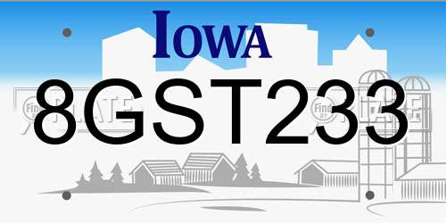 8GST233 Iowa License Plate